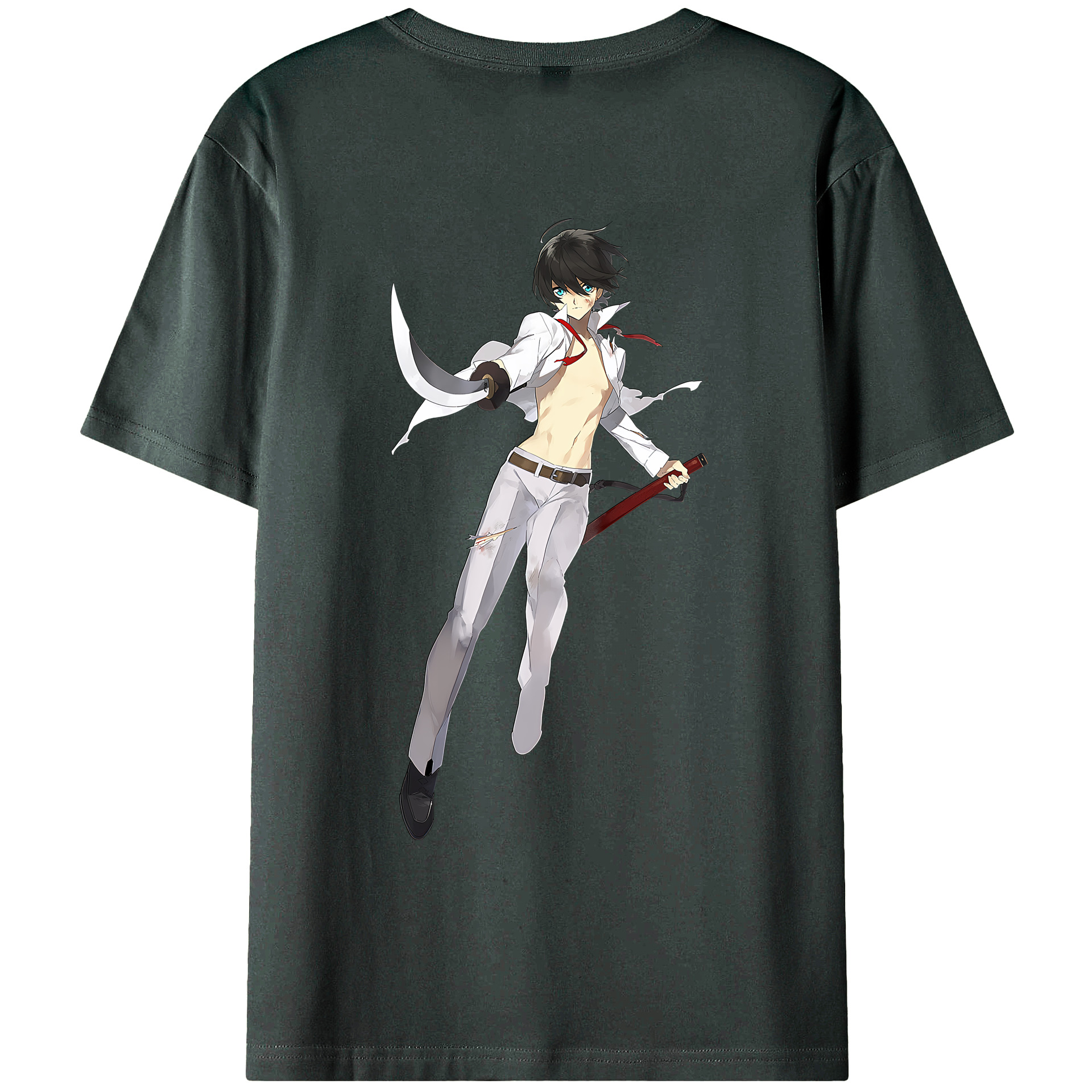 （画像用） 刀剣乱舞 Touken Ranbu 綿100％ メンズ半袖Tシャツ（バックプリント） 通気性